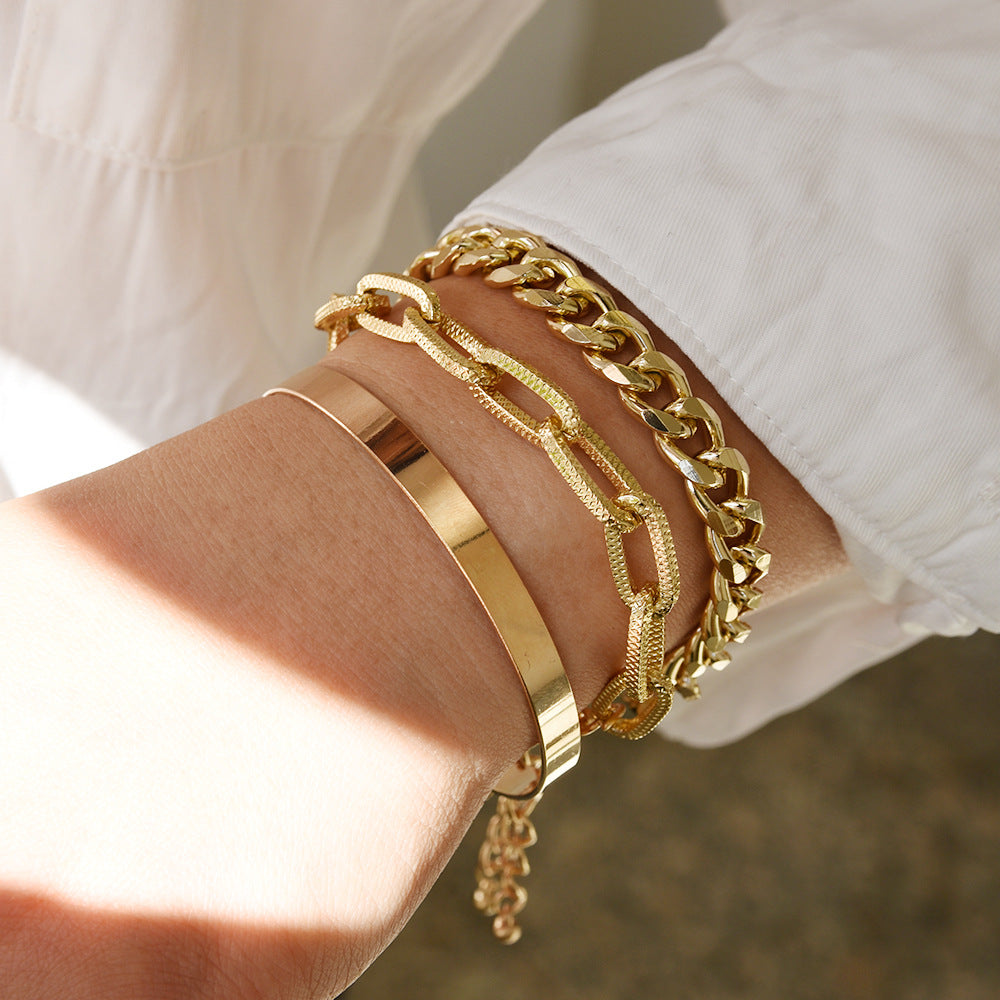 Conjunto De Pulsera De Aleación De Cadena De Metal Punk al por mayor